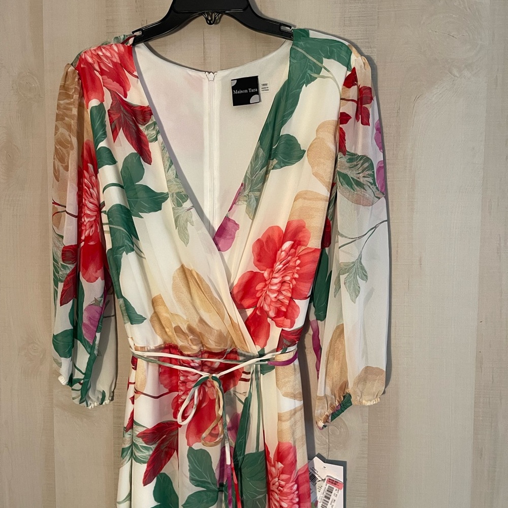 NWT Maison Tara floral wrap style maxi dress, size 18W